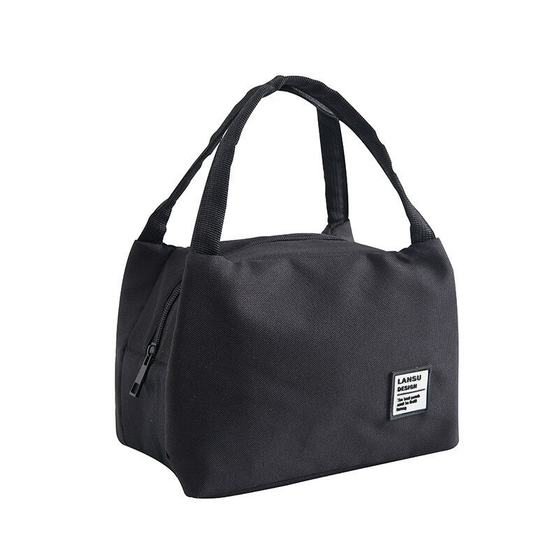 Draagbare isolatie bento box tas lunchbox tas oxford doek aluminiumfolie isolatie opbergzak stofdichte opbergzak: Zwart