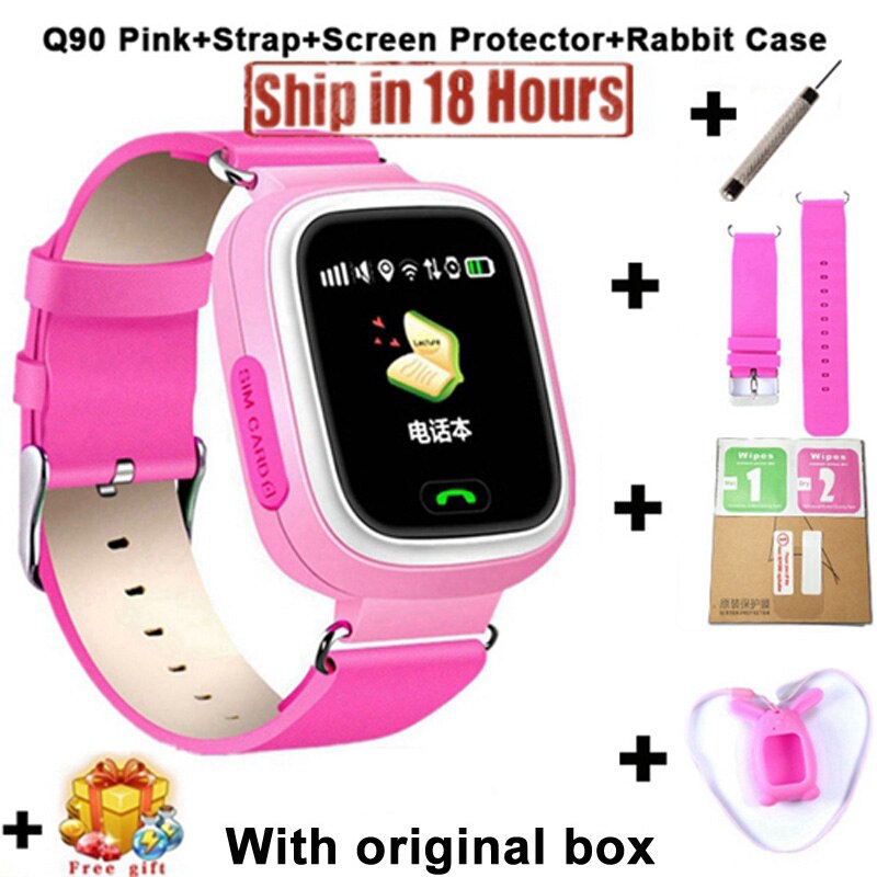 Neue Q90 GPS Telefon Positionierung freundlicher Uhr 1,22 Zoll Farbe berühren Bildschirm freundlicher SOS Clever Uhr PK Q80 q50 Q12: hinzufügen Gurt Schutz3 / Russisch Wifi Ausführung