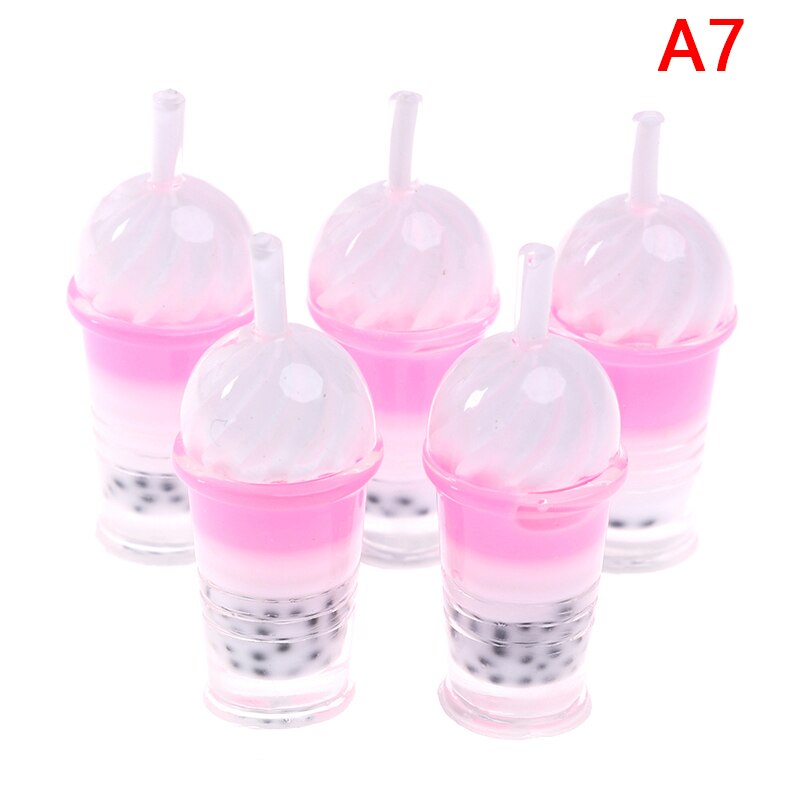 5pcs 1/12 Miniature Dollhouse Bubble Tea Model Ice-cream Drinks Pearl Milk Tea Doll Food Toy Accessories: 7