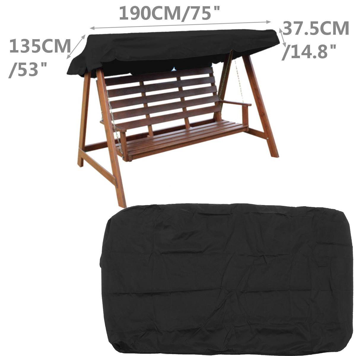 Garden Swing Canopy Top Cover Waterproof Outdoor Swing Chair Hammock Canopy Roof Canopy Replacement Swing Chair Awning: 3 seats