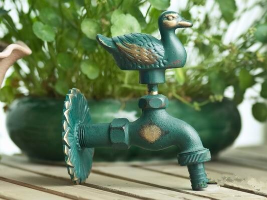 Outdoor Decorativ Garden Faucet Animal Shape Bibcock Antique Brass Duck Tap For Washing Mop/Garden Watering Animal Faucet: green
