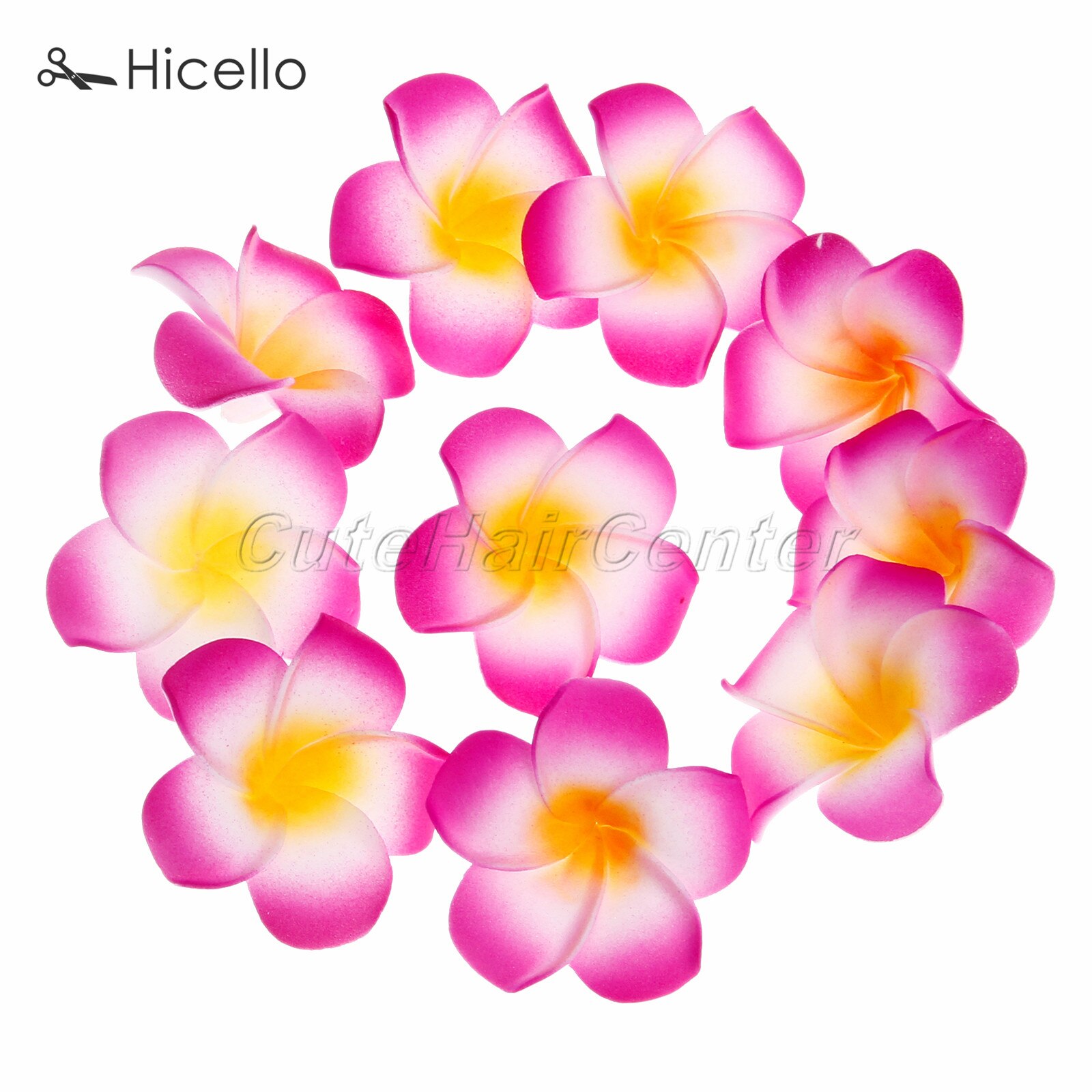 50 stk/sæt 4cm frangipani plumeria hawaiianske blomster skum kunstig blomst hovedbeklædning dekoration bryllup fest forsyninger hicello: Rosenrød