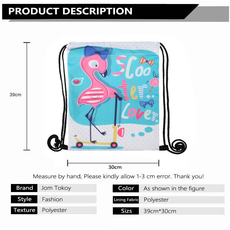 Jom Tokoy Drawstring Bag 3D Printing Mochila Feminina Drawstring Backpack Women daily Casual Girl's knapsack 29040