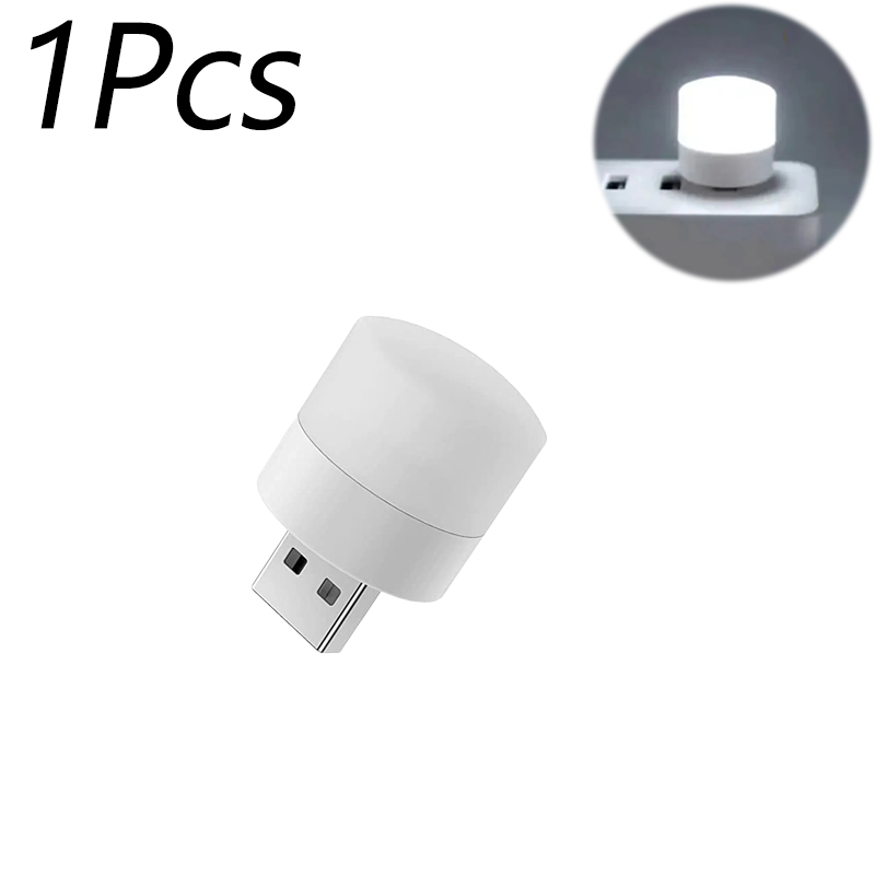 3 Stück Mini USB Nachtlicht warmweiß Augenschutz Buch Lese lampe USB-Stecker Computer mobile Strom ladung LED Nacht lampe: WHITE