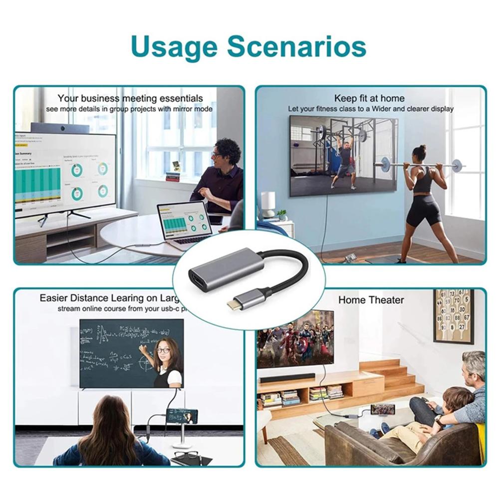 4k 30hz usb-c till hdmi-adapter thunderbolt 3 to hdmi-omvandlare för mhl android-telefon surfplatta svart telefon till tv-kabel för macbook