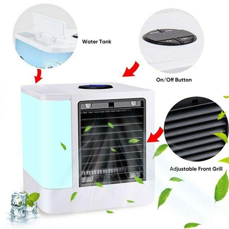 Mini luftkonditionering kylare fläktar usb luftfuktare renare luftkonditionering bärbar 7 färger led ljus luftkonditioneringsfläkt