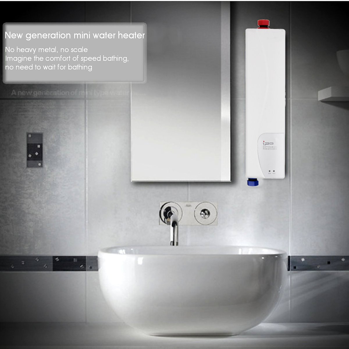 3000W Portable Mini Instant Electric Mini Tankless Water Heater Instantaneous Water Heater System for Kitchen Bathroom