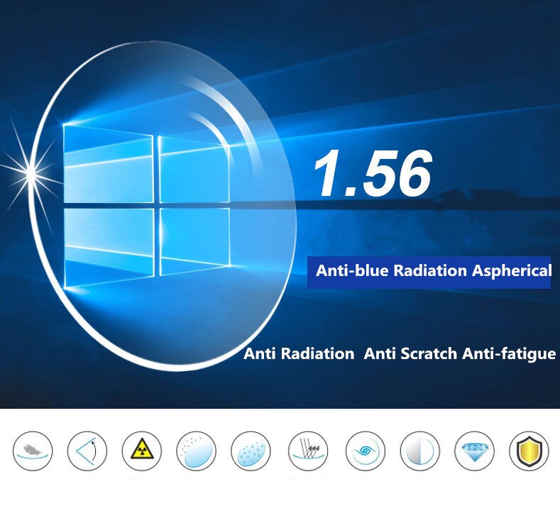 1.56 1.61 1.67 Index Computer Anti-Blue Prescription Lenses Resin Aspheric Glasses for Myopia/Presbyopia Goggle Eyeglasses Lens