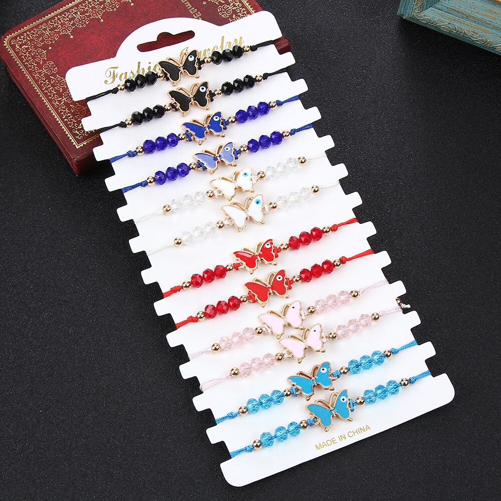 Frauen Männer 12 teile/satz Schmetterling Reize Samen Perlen Armbinde Einstellbar Seil Kette Fußkettchen Mädchen freundlicher Schmuck