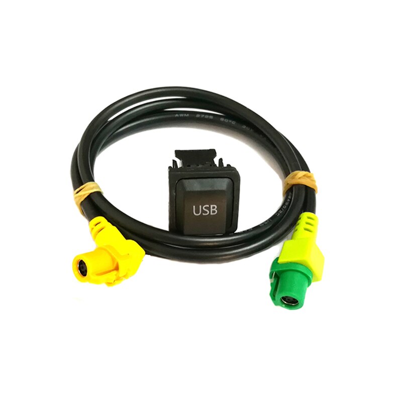 Bil usb switch kabel aux switch knap kabel til vw passat  b6 b7 golf 6 polo bora cc rcd 510 rns 315 usb aux adapter lydkabel: Usb -knap og ledning