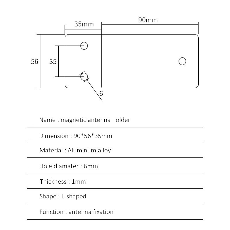 Aluminum Antenna Holder L-Shaped Antenna Fixing Fixture Bracket Accessories 90*56*35mm