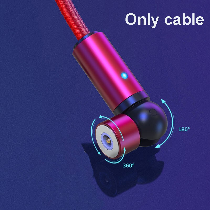 540 roterende magnetkabel hurtiglader magnetlader mikro usb type c kabel mobiltelefon ledning til iphone xiaomi samsung: 6