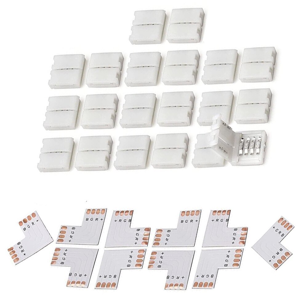 10pcs/pack Corner RGB SMD L Shape Conductor Quick Splitter Right Angle Solderless 10mm 4-pin Connector Accessory LED Light Strip