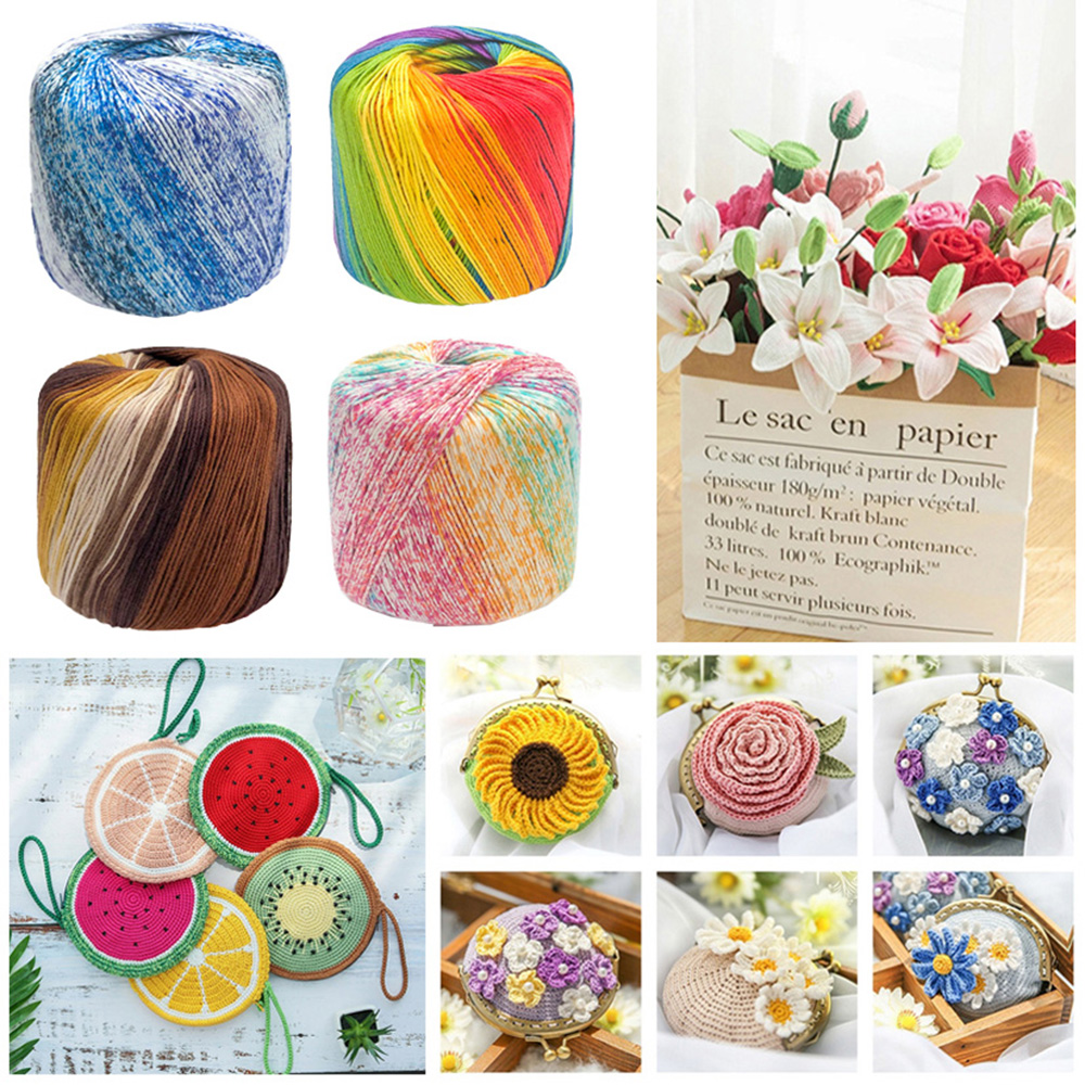 1pc Colorful Dyed Cotton Thread Wool Yarn DIY Knitted Floral Toys Sweater Thread Crochet Thread Cushion Hats Crochet Thread
