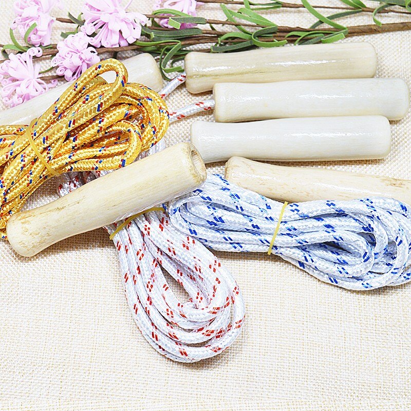 Wooden Sports Skipping Rope Kids Jump Rope Wood Grip Handle Children Fitness Equipment Gym Equipments Random Color