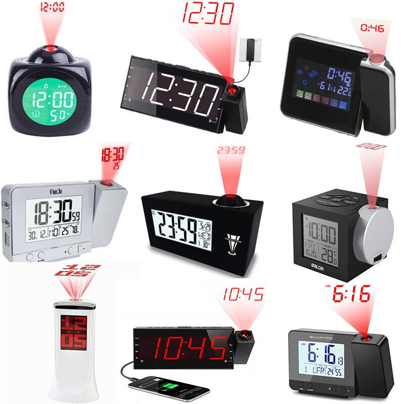 Led USB Projection Alarm Clock Digital Date Snooze Function Backlight Projector Calendar Desk Table Led Clock With Time