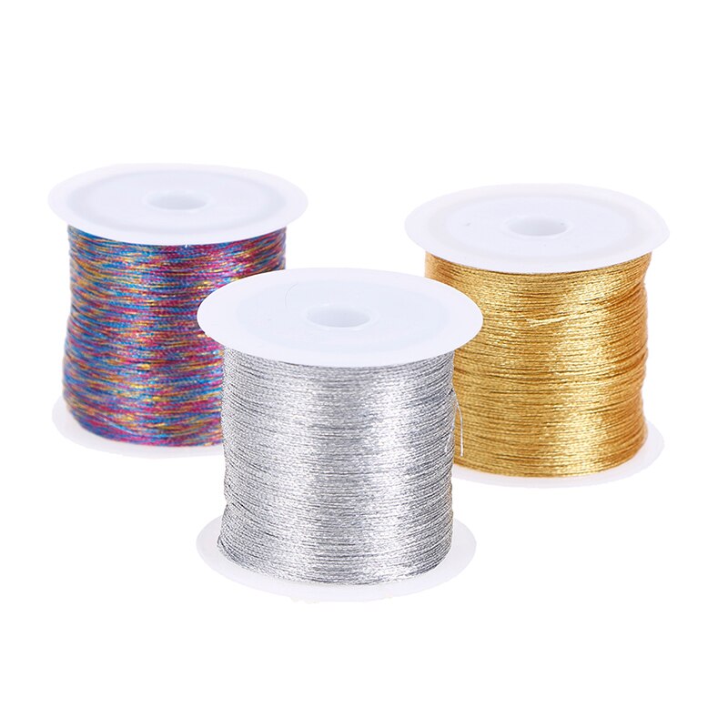 1Roll Gold/Silver 100m Durable Overlocking Sewing Machine Threads Polyester Cross Stitch Strong Threads for Sewing Supplies