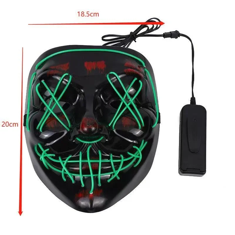 Halloween-fest led-lysende svart v-formet maske daglig kaldt lys halloween-skrekkmaske spøkelsesfestival spøkelsesdans lysende maske
