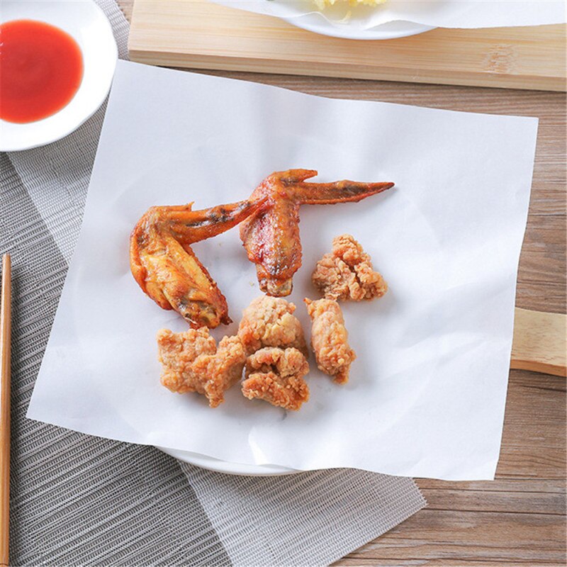 Papel absorbente de aceite para alimentos, hoja de Tempura japonesa, papel de cocina absorbente de aceite para sándwich, papel para envolver alimentos fritos, 50 Uds.