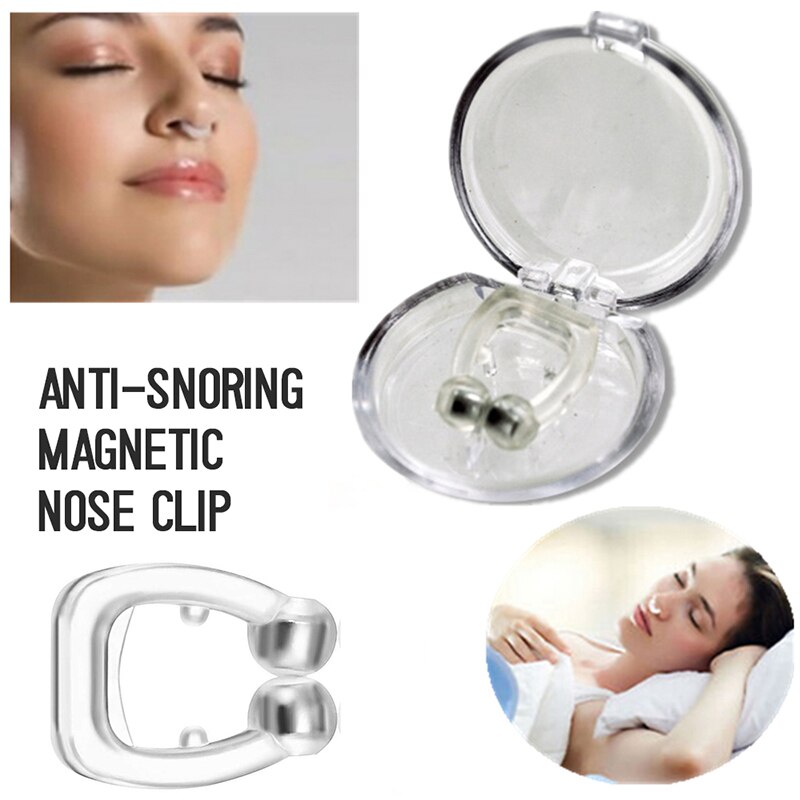 4/2/1 Pc Magnetische Anti Snurken Silicone Anti Snore Stopper Nose Clip Lade Slapen Aid Apneu Guard Night Met case: 2pcs