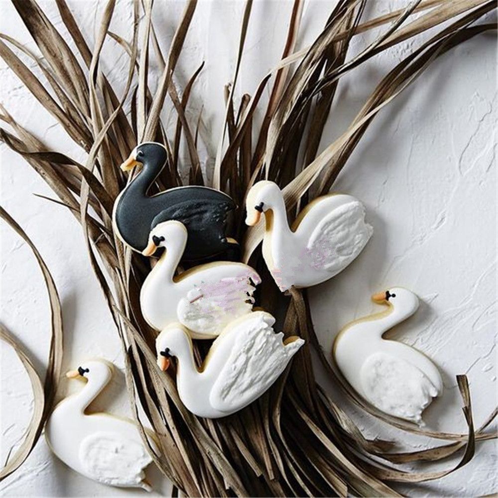 1pc koekjesvormpjes in de vorm van een zwaan van plastic, snoep, taart, gebak, doe-het-zelf, bakdecoratie, mal, fondant, taartvorm, koekjesvorm