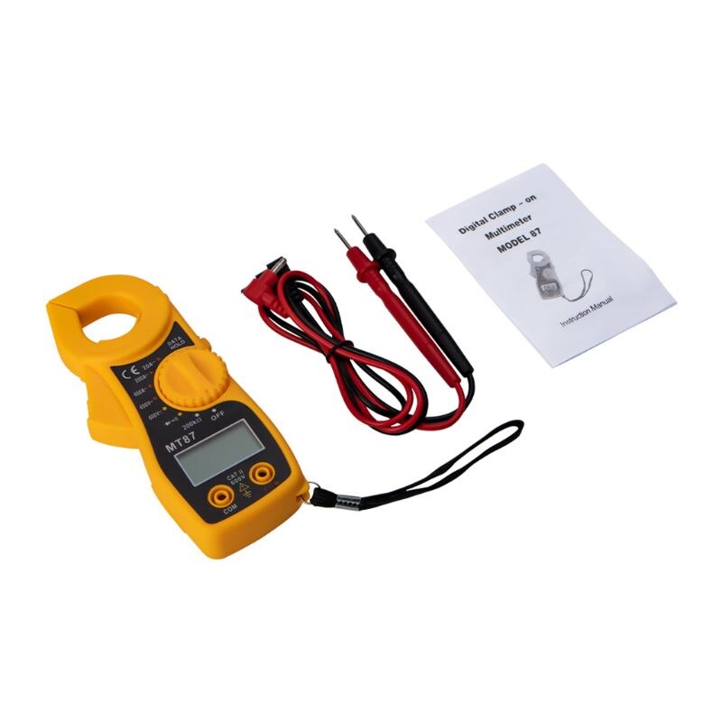 Mt87 lcd digitale stroomtang multimeter ac/dc ampèremeter voltmeter weerstandstest 19qb: Geel