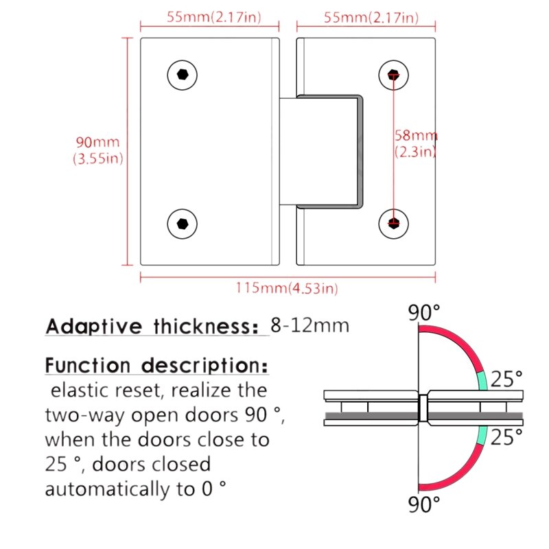 Heavy Duty 180 Degree Glass Door Cabinet Showcase Cabinet Clip Glass Shower Door Hinge Replacement Parts Stainless Steel Polishe
