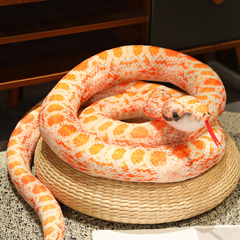 Jouet en peluche Python artificiel, Long serpent, jaune, Orange, vert, décoration de maison, décorations de: Black / 51cm-99cm