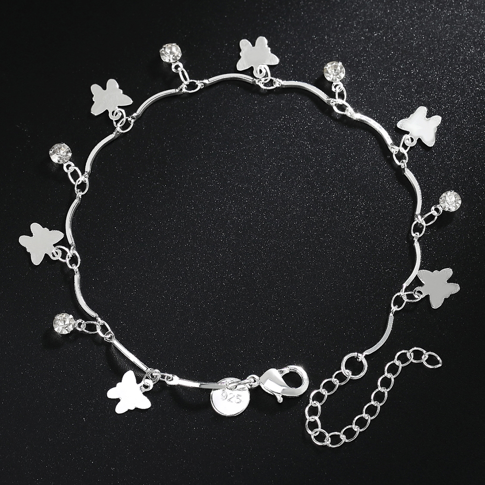 Fine 925 sterling silver Chain stars Bracelets for women Charms party Wedding Jewelry: Brown