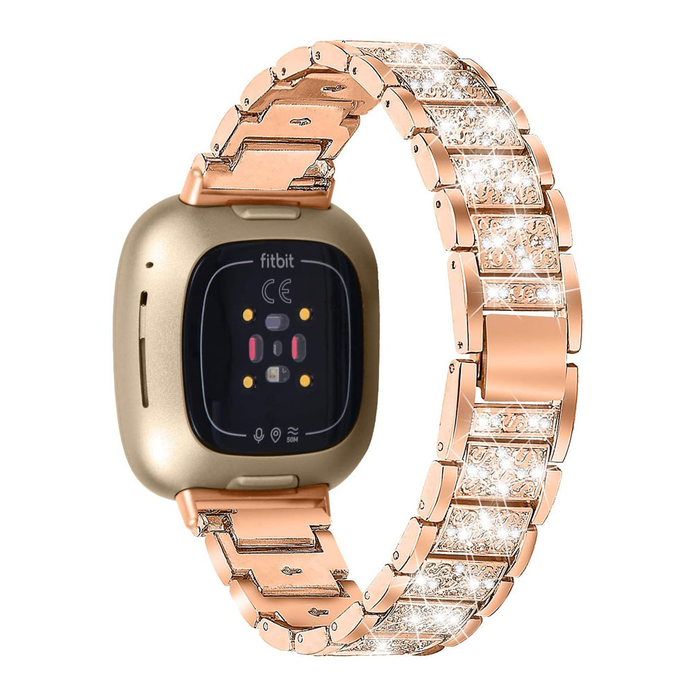 Metal Pink Bling Bracelet for Fitbit Sense 2/ Versa 3 Band Watch Strap Replacement Bling Watchband for Fitbit Versa 4 Sense Band: XXL / Khaki