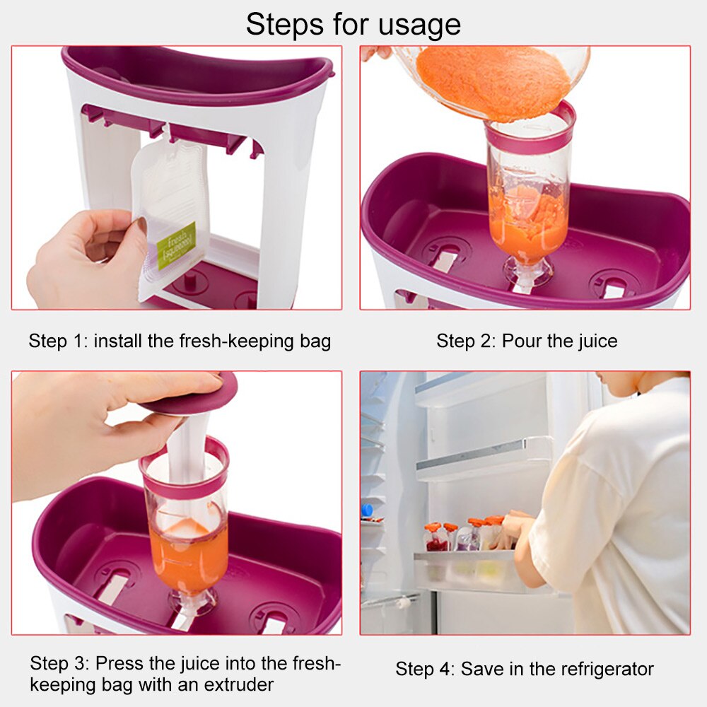 Squeeze Food Station Baby Food Organization Storage Containers Baby Food Maker Set Fruit Puree Packing Machine