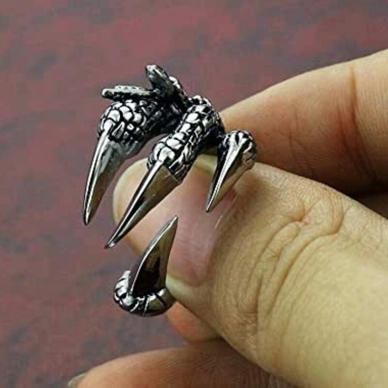 Anillo de acero de titanio con forma de garra de dragón y águila para hombre, joyería de Animal de roca, , 1 ud.