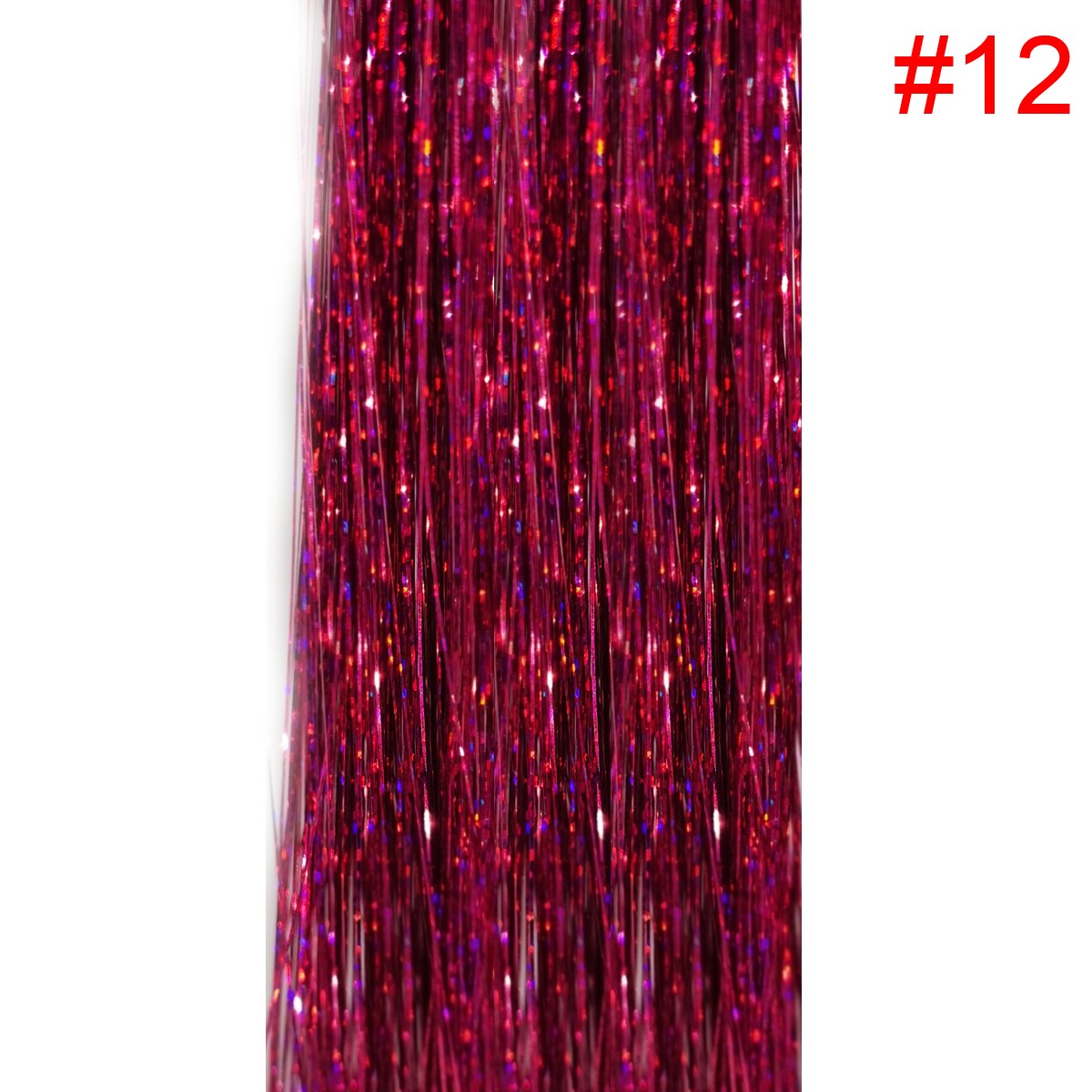 1PC Glitter Shiny Strands Hair Tinsel Dazzles Synthetic Hair Extensions Sparkle Women Accessories Threads For Hair Braids 90cm: 1pc color12