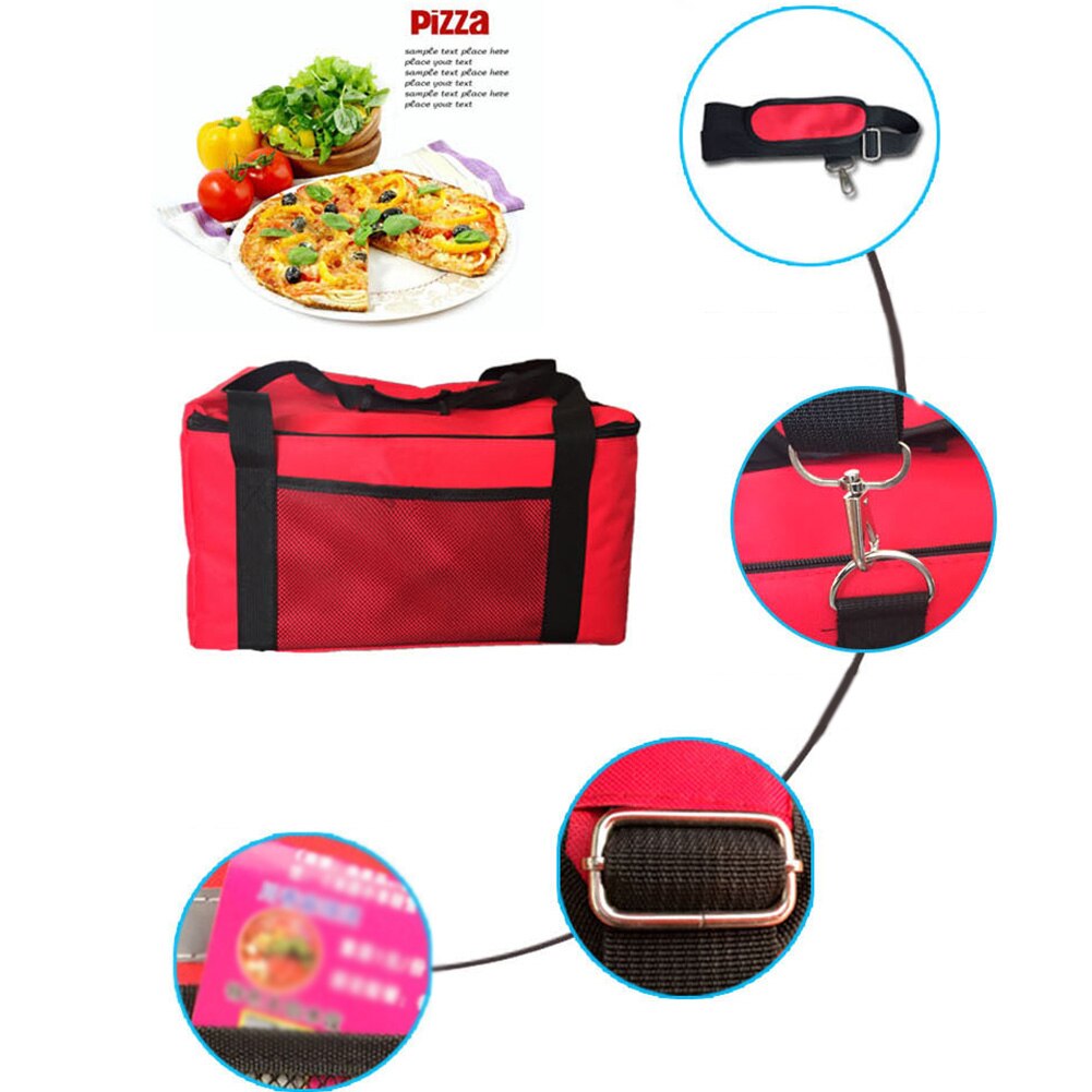 16 Inch Insulated Fresh Food Box Container Oxford Cloth Storage Red Pizza Bag Easy Use Thermal Holder Portable Strength