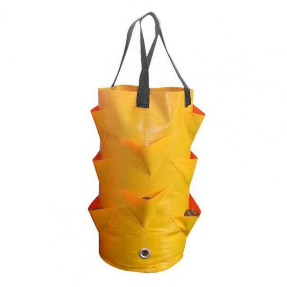 Pot Planting Bag Voor Terras Opknoping Tas Grote Capaciteit Effen Kleur Verwijderbare Pe Tuin Potato Bag Voor Terras: YELLOW