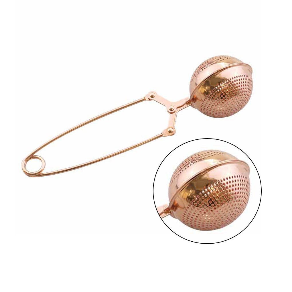 Stainless Steel Spherical Rose Gold Tea Set Strainer With Handle Large Capacity Tea Set Tea Set Household Kitchen Tools