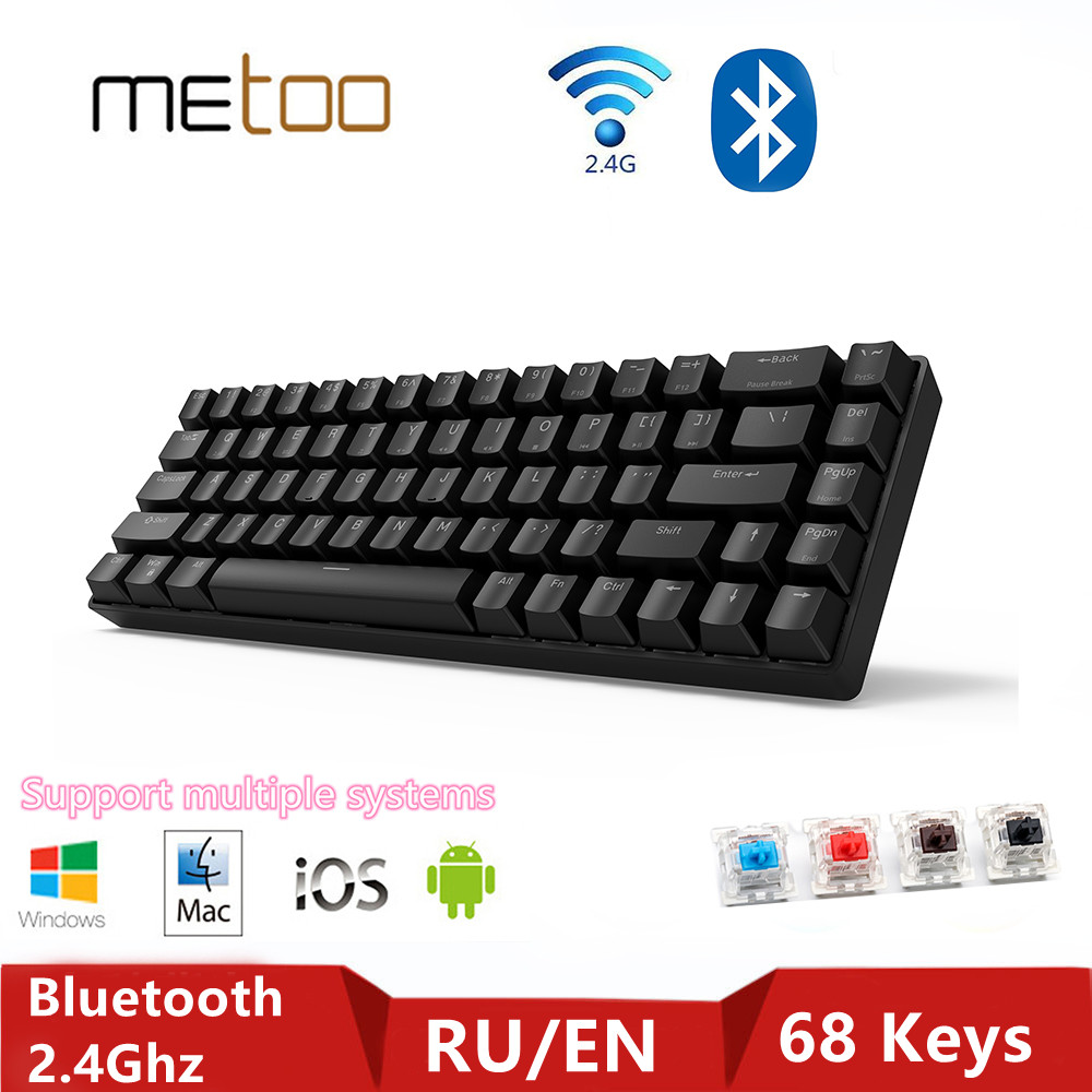 Metoo Gaming Mechanische Toetsenbord Draadloze Bluetooth/2.4Ghz Toetsenbord Blauw/Rood/Bruin Schakelaar Voor Mac Windows Android
