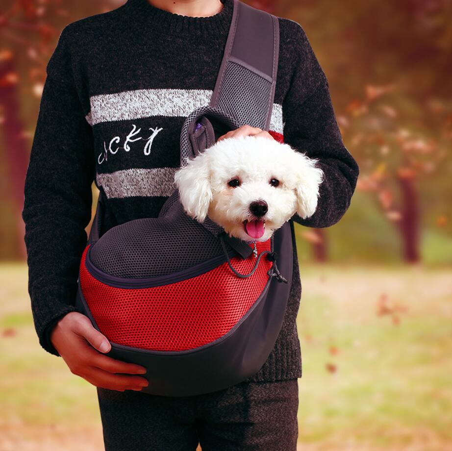 Schouder Hond Carrier Outdoor Travel Handtas Pouch Comfort Mesh Enkele Oxford Schouder Sling Mesh Reizen Tote Schoudertas