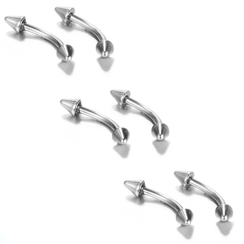 Piercing à sourcils en acier inoxydable, Lot de 5/10/20 pièces, 16G, langue banane, yeux, serpents, vrac, ensemble de bijoux: Mix 4 1.2x8mm / 5PCS