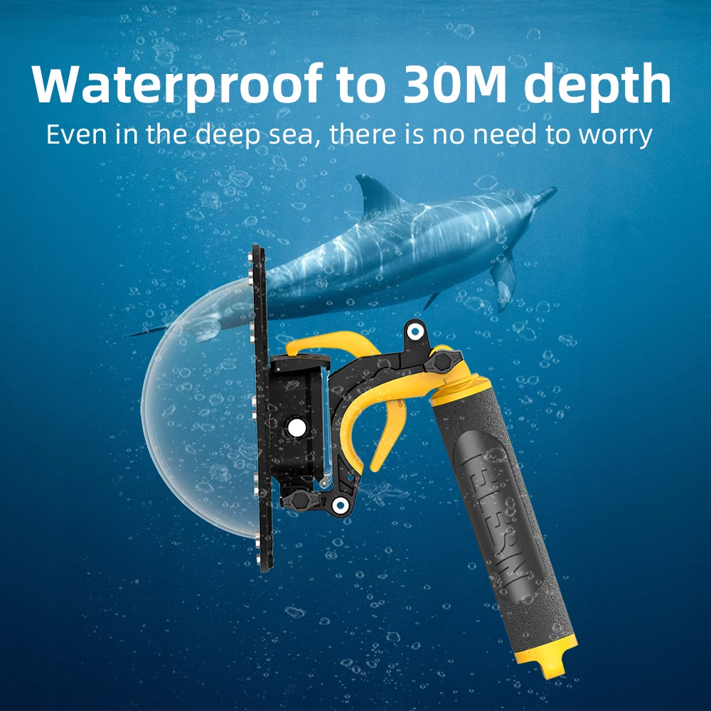 TELESIN-Funda impermeable para Puerto de cúpula de buceo, GoPro Hero carcasa para 10, 9, Black, Hero 8, 7, 6, 5, piezas de cámara de montaje flotante