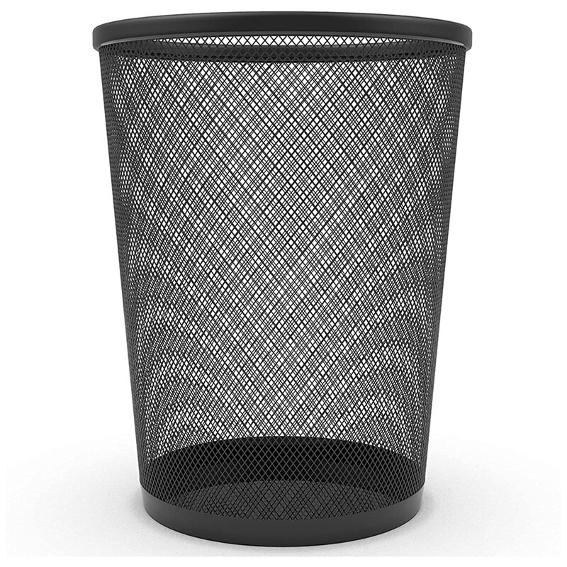 Circular Black Mesh Waste Waste Paper Bin Basket, Metal Trash Bin For Kitchen, Home Offices, Dorm Rooms, Bedrooms: Olijf