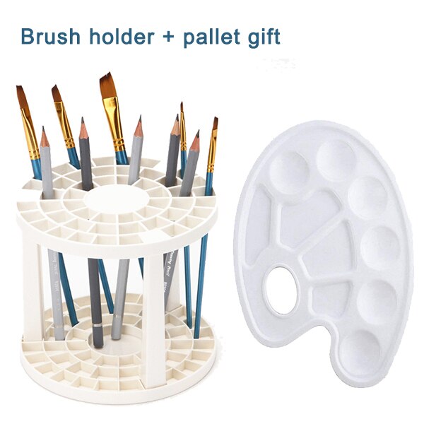 BOMEIJIA pincel de pintura, soporte para bolígrafo con 49 agujeros, estante de pluma, soporte para pincel para pintar con acuarelas, soporte para lápiz, organizador de escritorio: Holder and Pallet