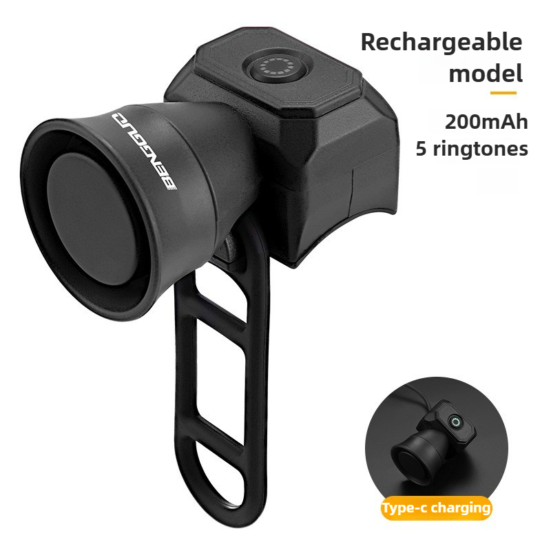 Bocina de bicicleta nueva para bicicleta de montaña, carga USB, timbre electrónico impermeable para bicicleta, equipo de equitación, accesorios para patinete para niños: Borgoña