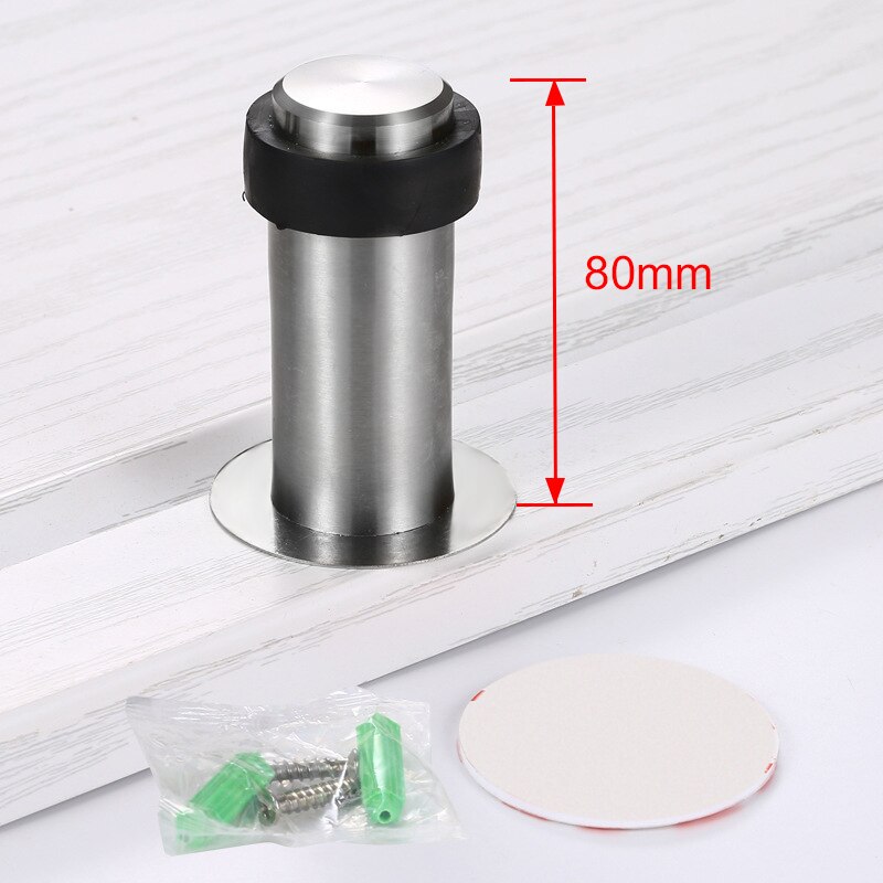 NAIERDI 4PCS Stainless Steel Door Stopper Door Protective Anti-Collision Self Adhesive Round Door Stops Wall Protector Hardware: Nail-free 80mm