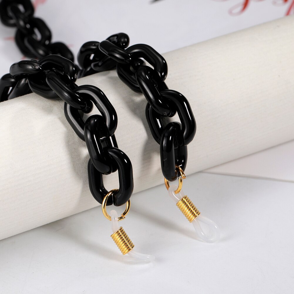 Teamer Punk Bril Ketting Voor Mannen Vrouwen Acryl Lanyard Zonnebril Kettingen Straps Cords Hals Houder Brillen Anti-Slip Ketting: Black-gold