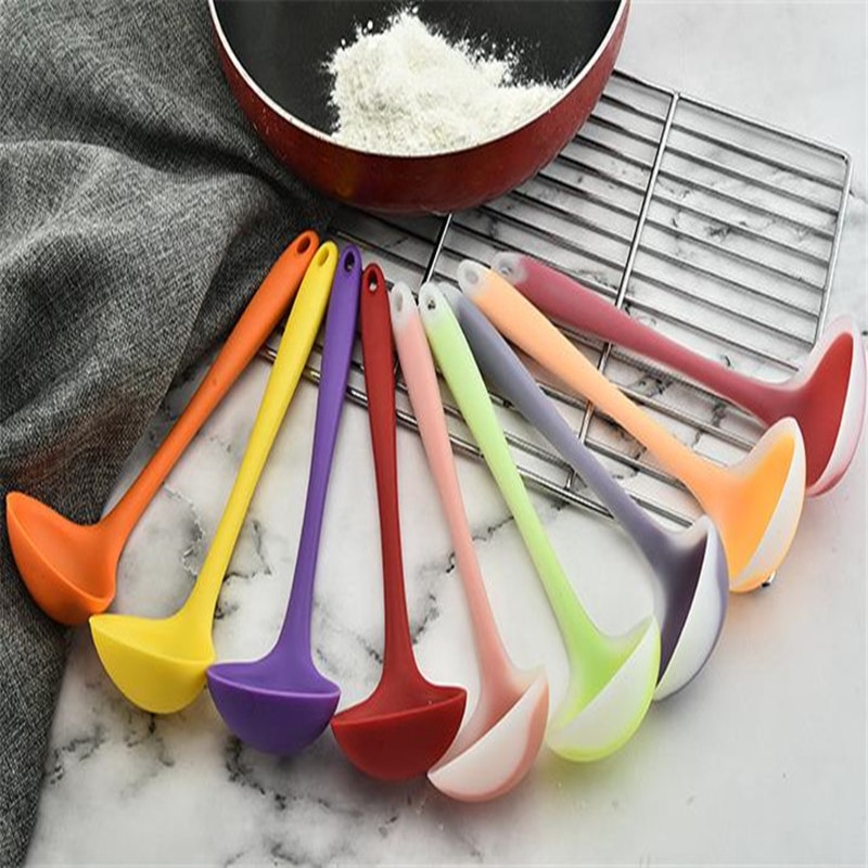 Antihandtag soppsked silikonsked hög temperatur nonstick genomskinlig köksredskap inte skada sked