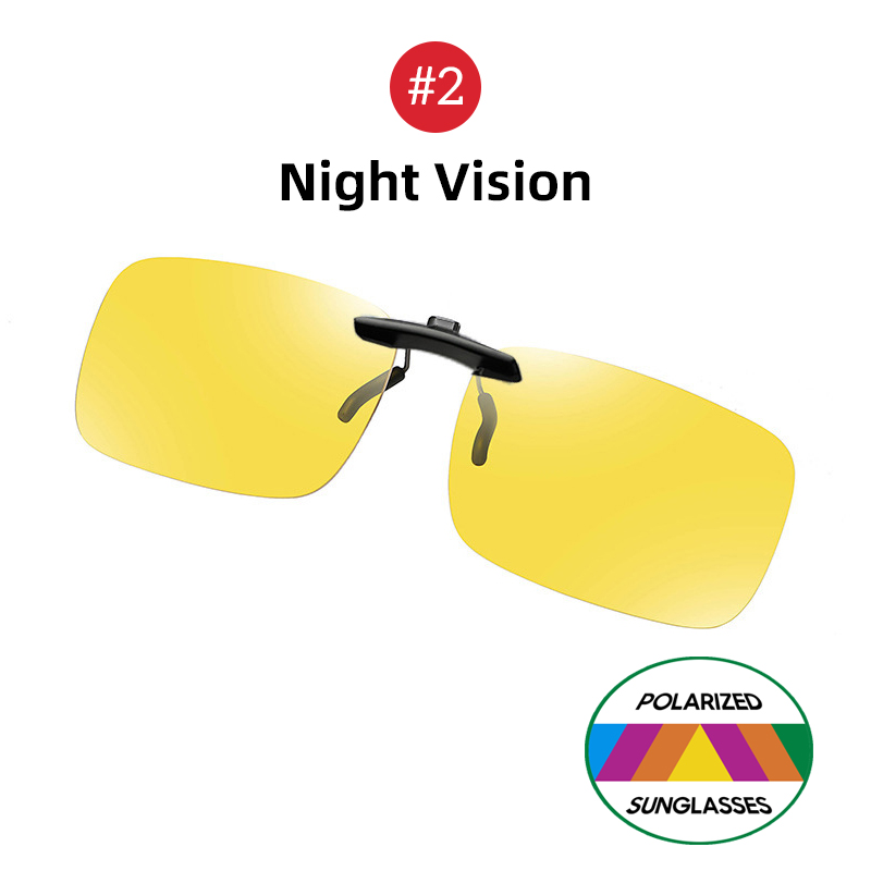 VIVIBEE Mens Fishing Clip On Sunglasses Mirror Blue Eyeglasses Polarized UV400 Women Square Night Vision Driving Sun Glasses: black / Red