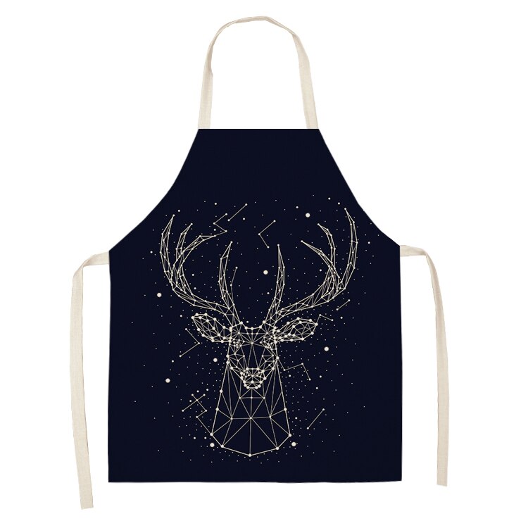 Hertenletter geometrische keukenschorten voor vrouwen katoenen linnen slabbetjes huishoudelijke schoonmaakschort thuis kookschort 53*65cm wql 0197: 2wq- wql 0197-9