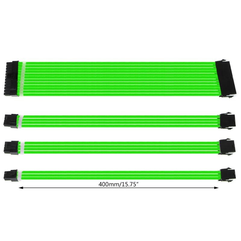 1Set 30cm/40cm A-TX Basic Extension Cable Kit PC GPU CPU Power Supply Sleeved Wire Computer Connectors 24-PIN 8-PIN 6PIN 4+4PIN: GN-40