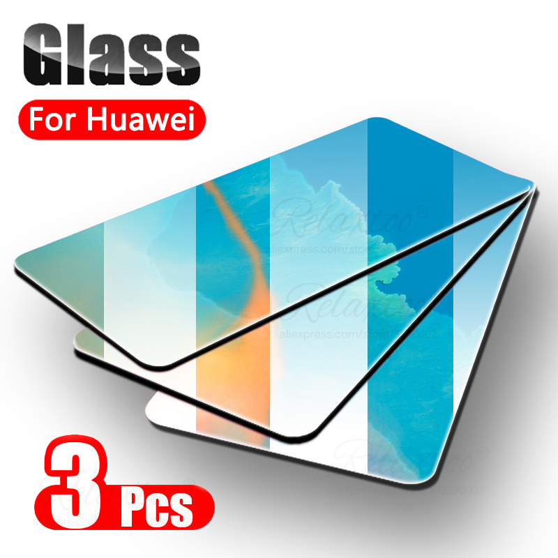 3PCS 9H Tempered Glass For Huawei P20 P30 Lite pro Screen Protector on huawey mate 20 30 lite p30lite Protective Film full glas